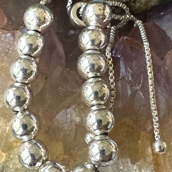Sterling silver ball's adjustable bracelet - Picture 2 of 6